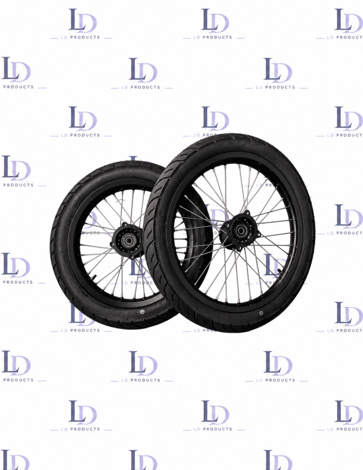 (2 WEEK PREORDER) Chrome & Black 17/14 Supermoto Wheelsets - Strike/Yozma/Tuttio/Valintsu